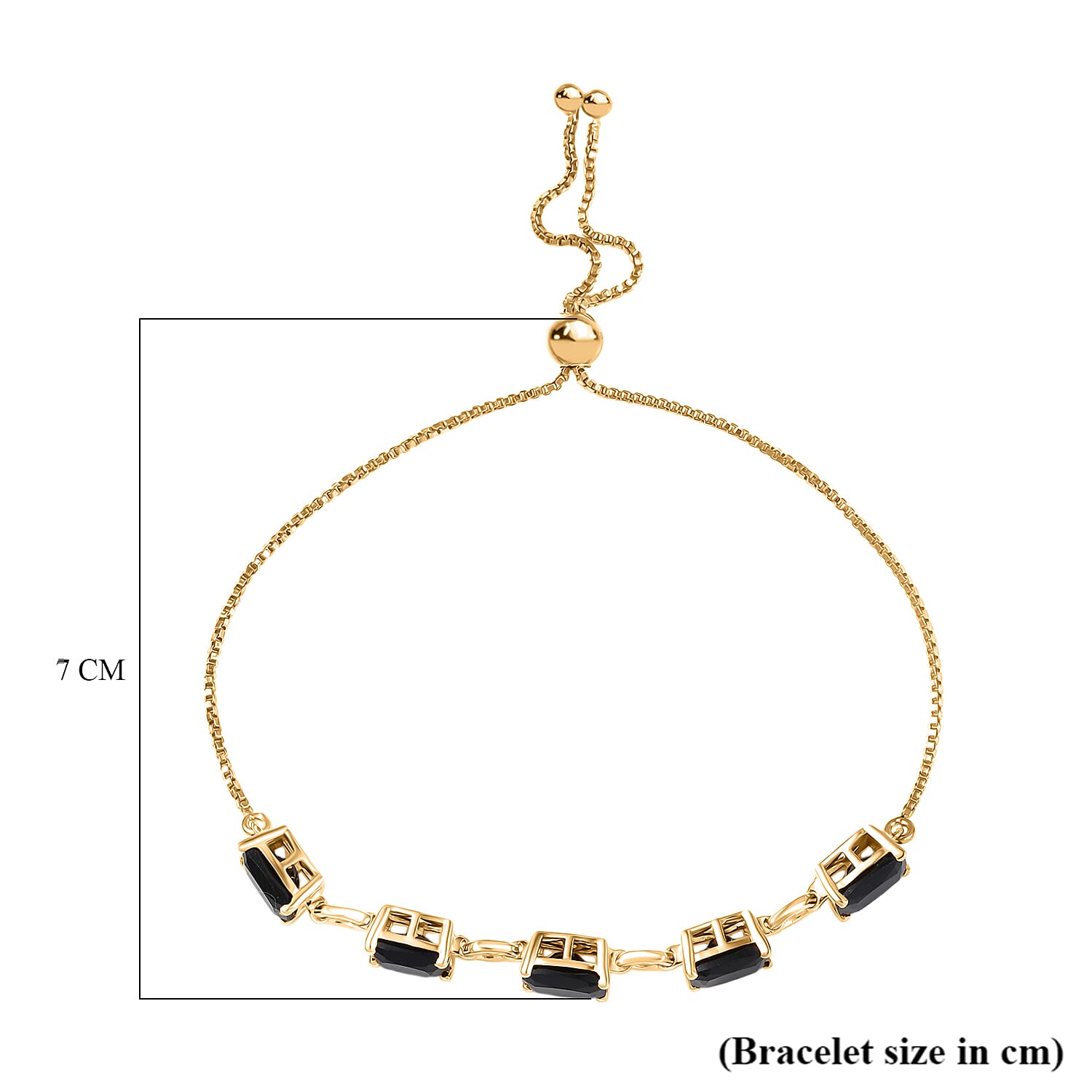D'Joy Natural Thai Black Spinel Bracelet (Size 10.5) in 18K Yellow Gold Plating Sterling Silver 10.09 Ct.