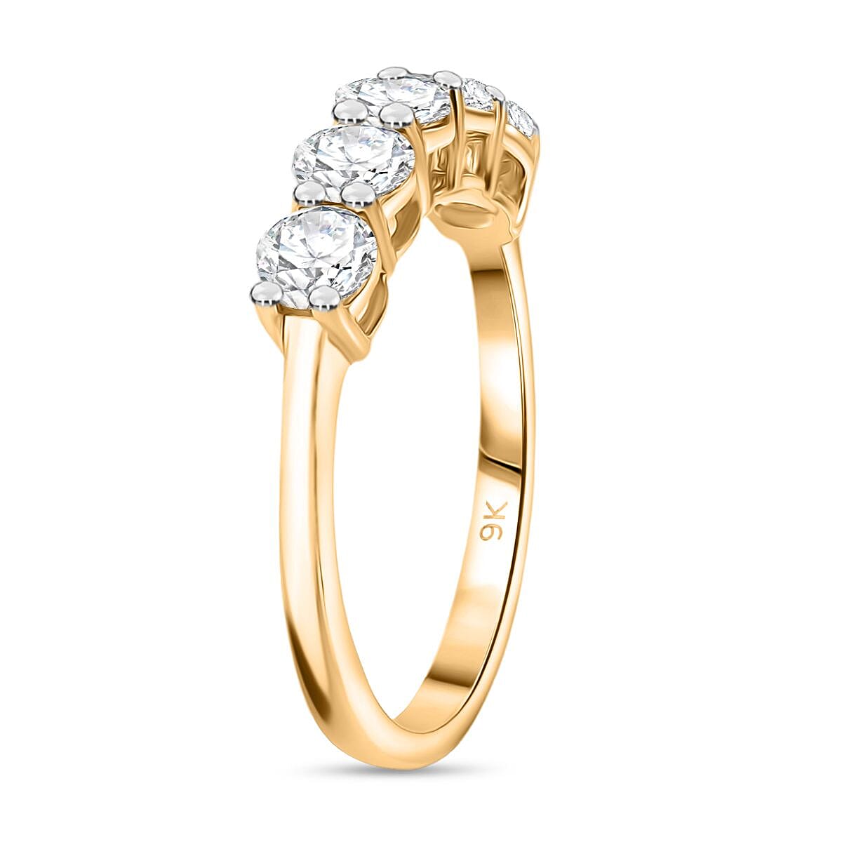 Today Only Deal - Luxuriant 9K Yellow Gold Lab Grown Diamond (SI-GH) 5 Stone Ring 1.00 Ct.