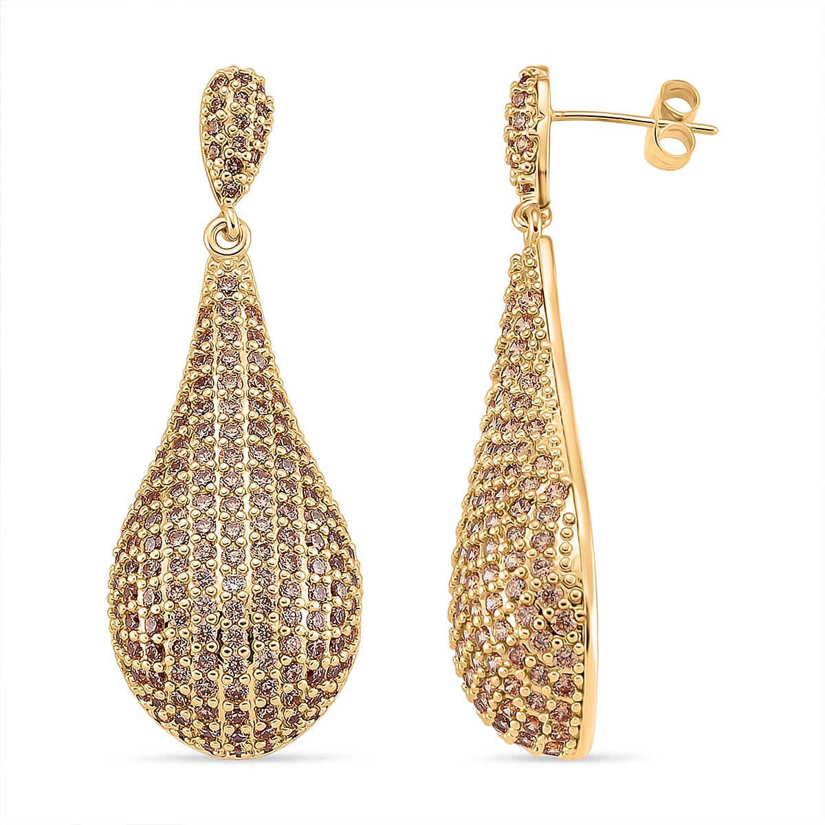 Yellow Cubic Zirconia Teardrop Earring with Push Back