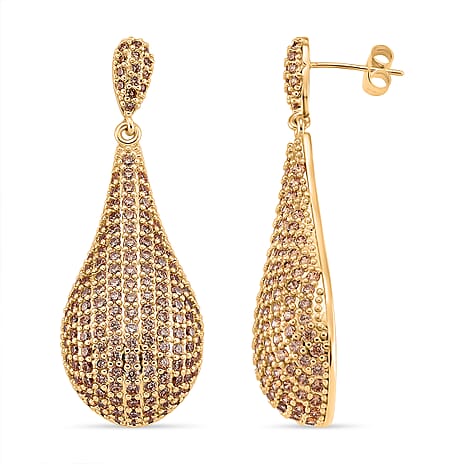 Yellow Cubic Zirconia Teardrop Earring with Push Back