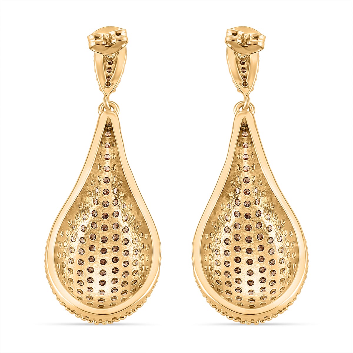 Yellow Cubic Zirconia Teardrop Earring with Push Back
