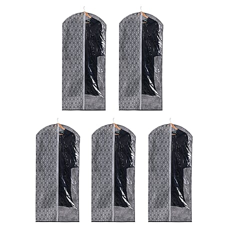 LIVMORE Set of 5 Hanging Garment Bags (135 x 65 cm) - Grey