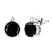 D'Joy Natural Thai Black Spinel & White Zircon Stud Push Post Earring in Platinum Overlay Sterling Silver 4.65 Ct.