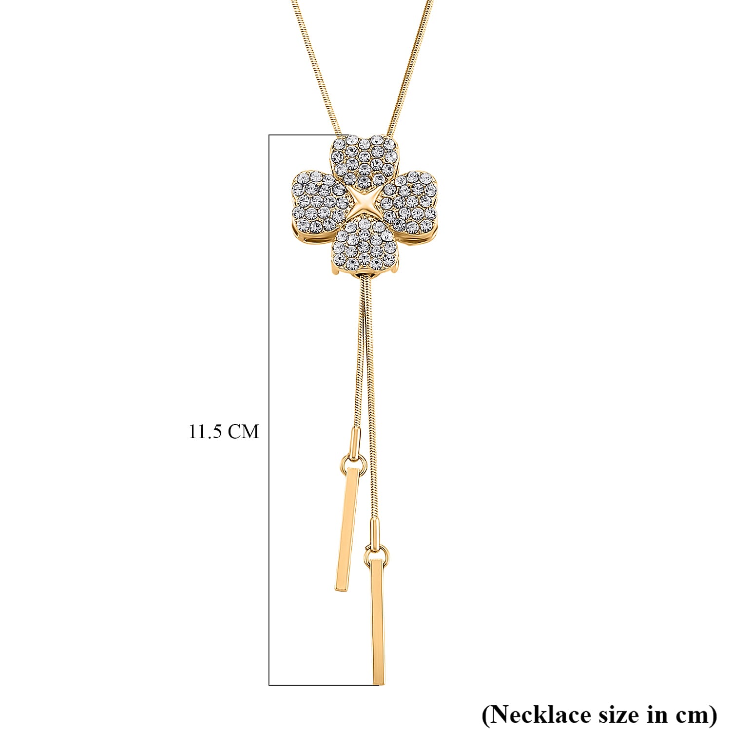 White Crystal Floral Necklace (Size - 32, Adjustable)