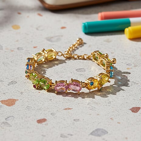 DesignerInspired- Austrian Multi Color Crystal Bracelet (Size - 6.25-2 Ext)