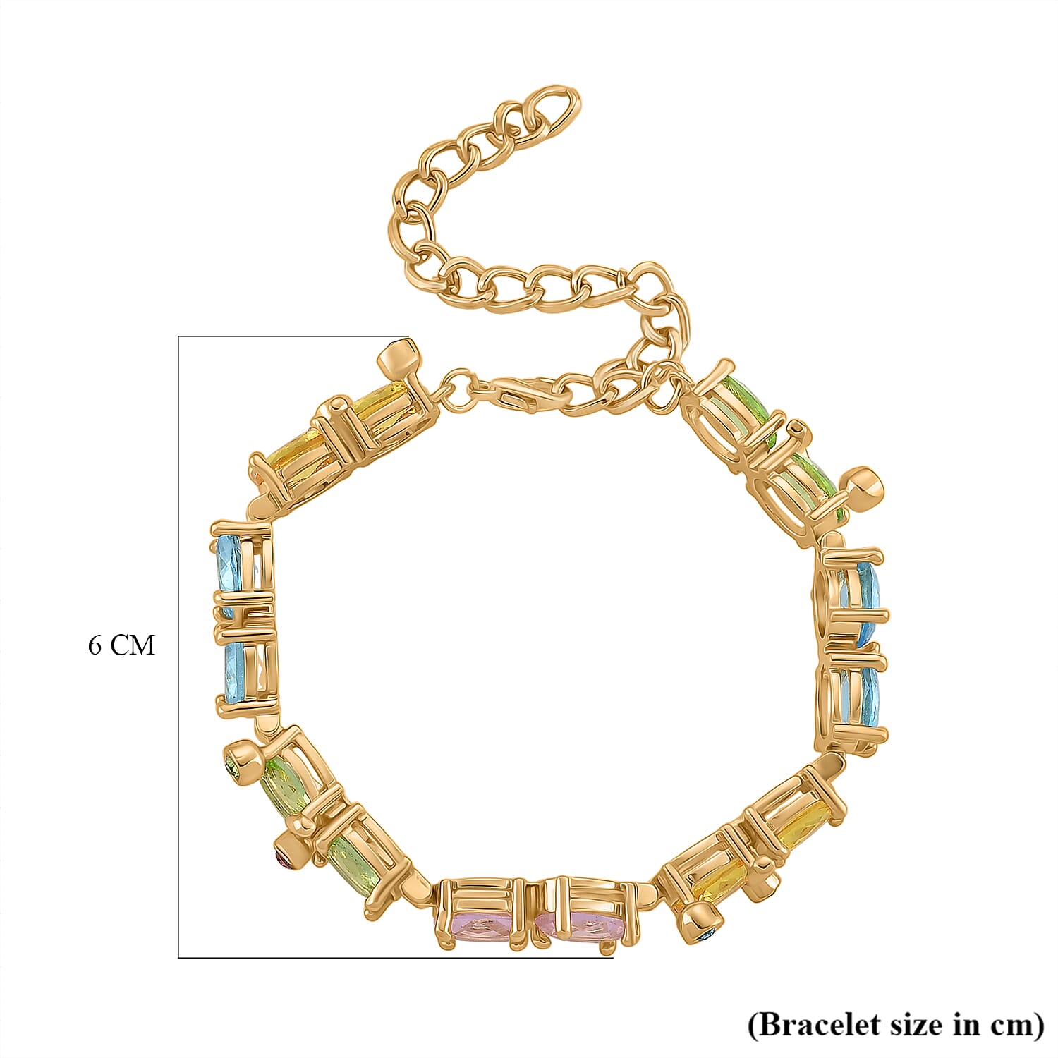 Austrian Multi Color Crystal Bracelet (Size - 6.25-2 Ext)