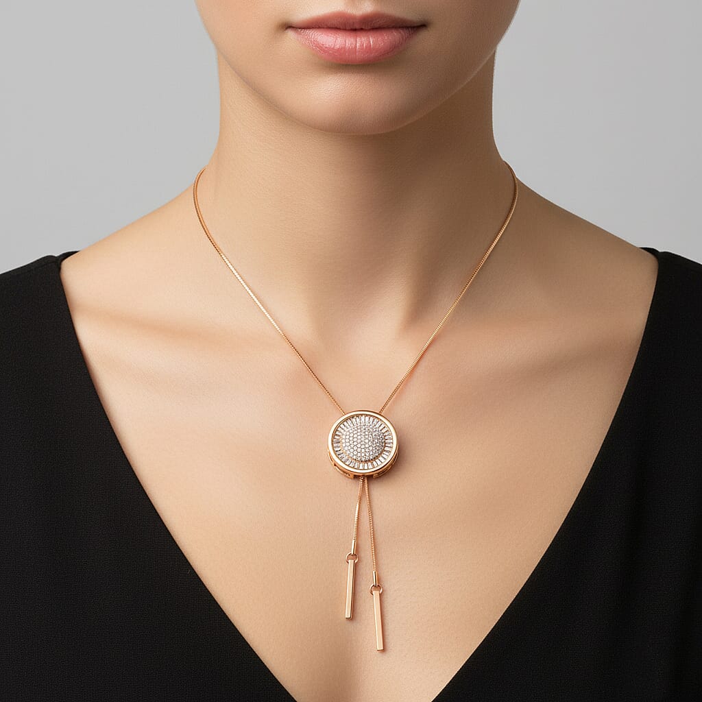 White Crystal Necklace (Size - 32, Adjustable)