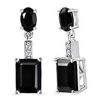 D'Joy Black Spine & White Zircon Dangling Earring in Platinum Overlay Sterling Silver 6.07 Ct.