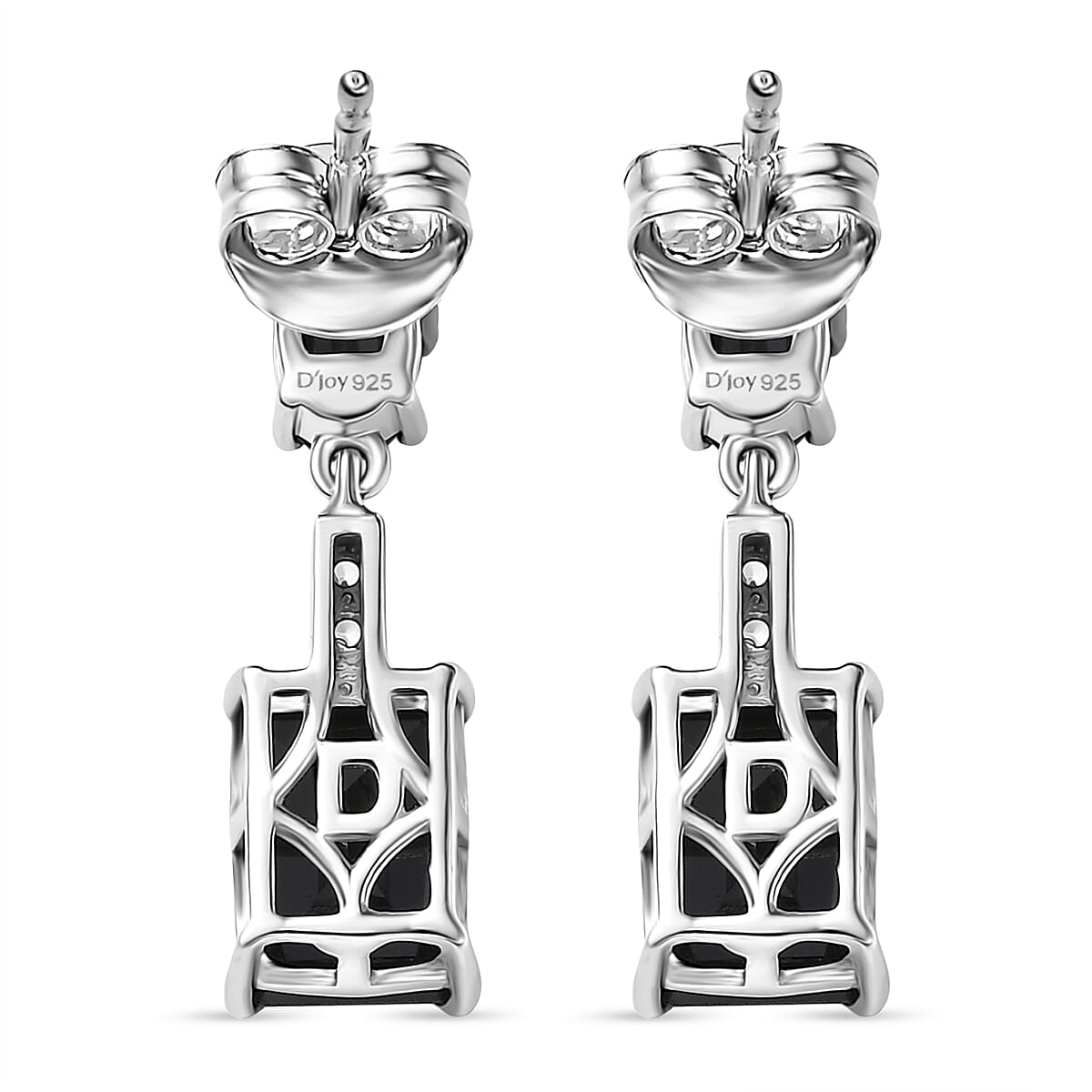 D'Joy Black Spine & White Zircon Dangling Earring in Platinum Overlay Sterling Silver 6.07 Ct.