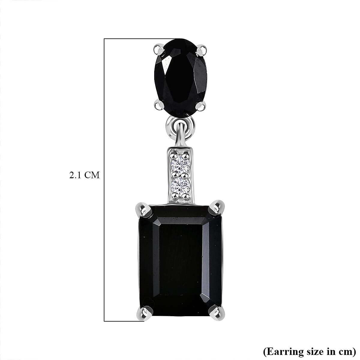 D'Joy Black Spine & White Zircon Dangling Earring in Platinum Overlay Sterling Silver 6.07 Ct.