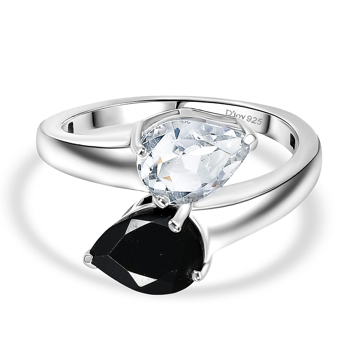 D'Joy Natural Thai Black Spinel Ring in Platinum Overlay Sterling Silver 2.75 Ct.
