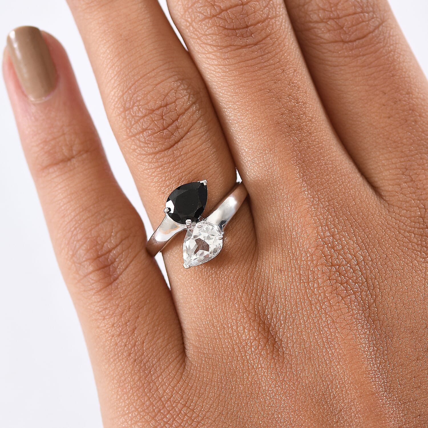 D'Joy Natural Thai Black Spinel Ring in Platinum Overlay Sterling Silver 2.75 Ct.