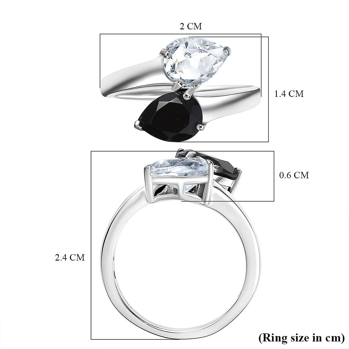 D'Joy Natural Thai Black Spinel Ring in Platinum Overlay Sterling Silver 2.75 Ct.