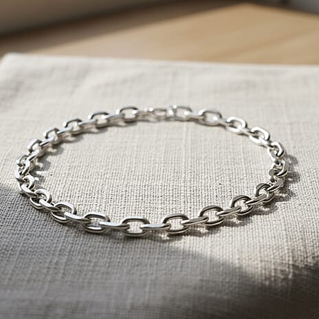 Designer Inspired - Oval Links Necklace (Size 24) with Lobster Clasp