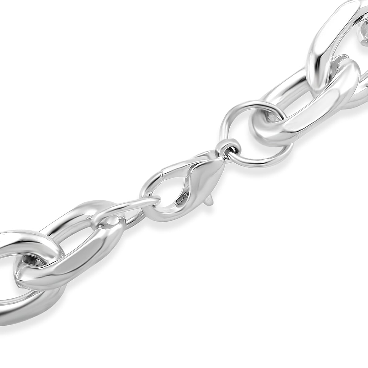 Designer Inspired - Oval Links Necklace (Size 24) with Lobster Clasp