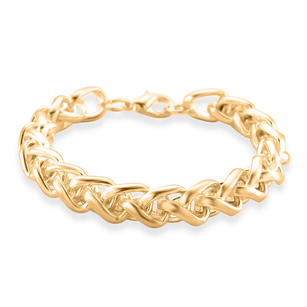 Designer Inspired -  Handmade Spiga Bracelet (Size - 8) with Lobster Clasp in Yellow Gold Plated