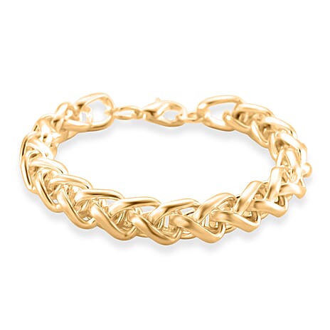 Designer Inspired -  Handmade Spiga Bracelet (Size - 8) with Lobster Clasp in Yellow Gold Plated