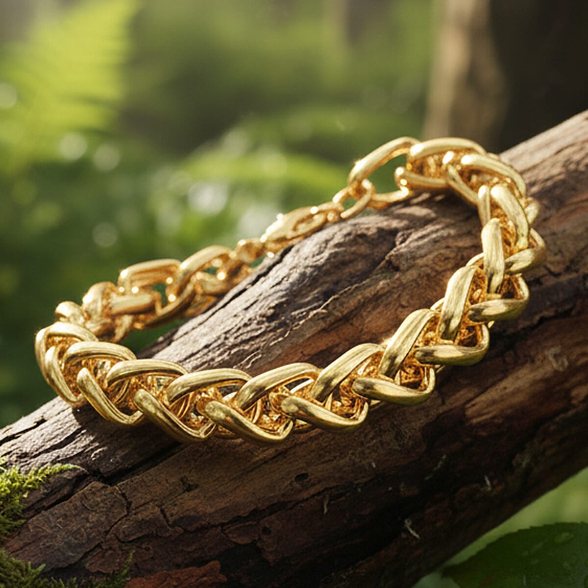 Designer Inspired -  Handmade Spiga Bracelet (Size - 8) with Lobster Clasp in Yellow Gold Plated