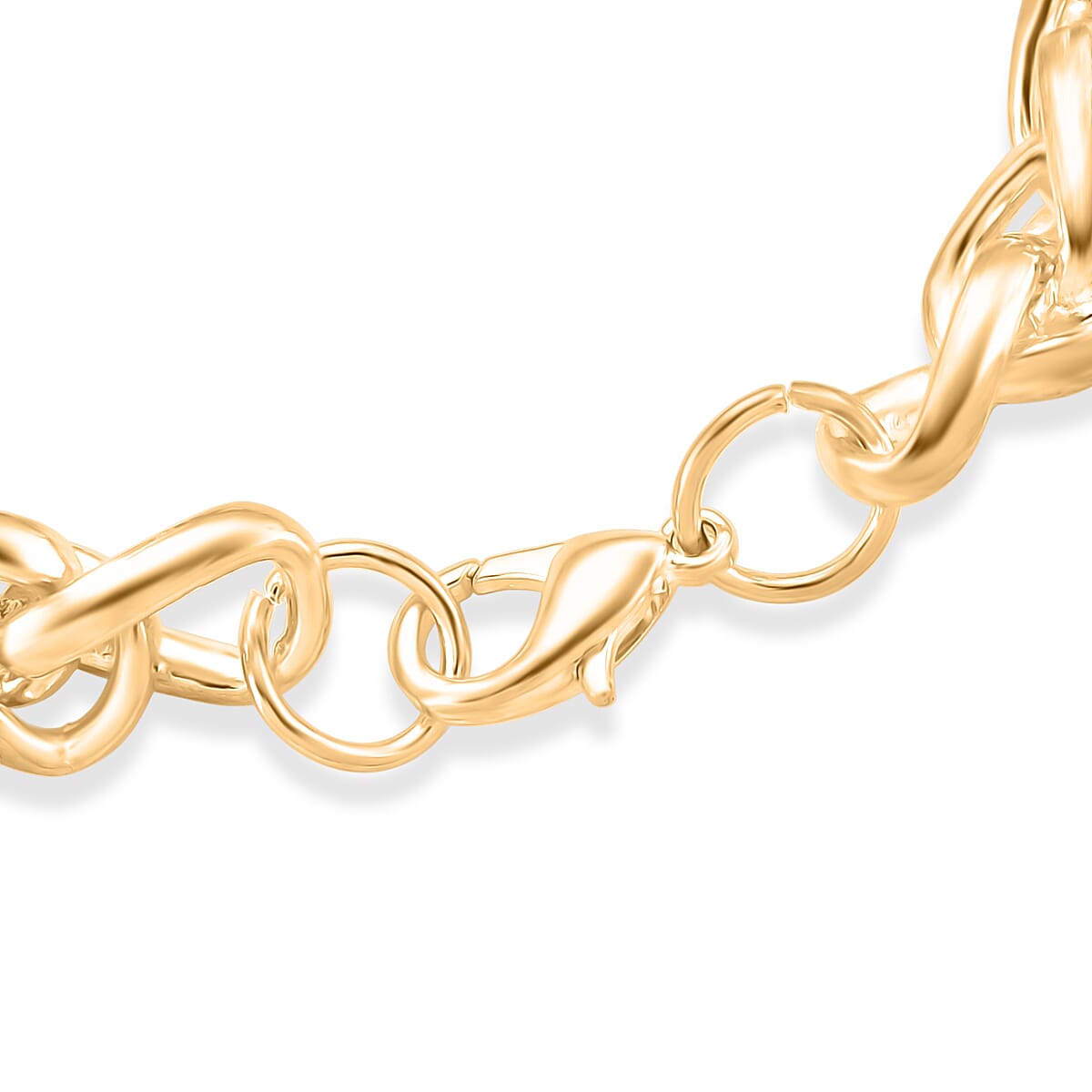 Designer Inspired -  Handmade Spiga Bracelet (Size - 8) with Lobster Clasp in Yellow Gold Plated