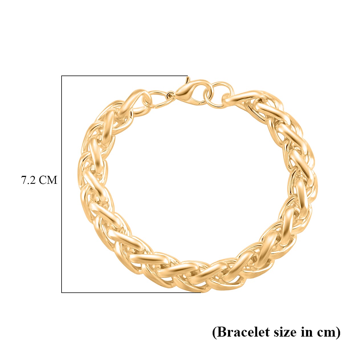 Designer Inspired -  Handmade Spiga Bracelet (Size - 8) with Lobster Clasp in Yellow Gold Plated
