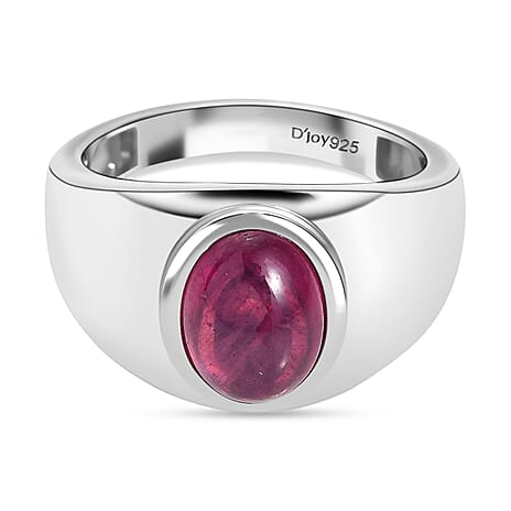 D'Joy Cabo Delgado Ruby Solitaire Ring in Rhodium Overlay Sterling Silver 3.15 Ct.