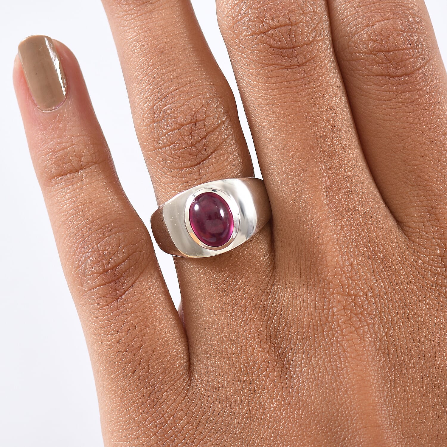 D'Joy Cabo Delgado Ruby Solitaire Ring in Rhodium Overlay Sterling Silver 3.15 Ct.