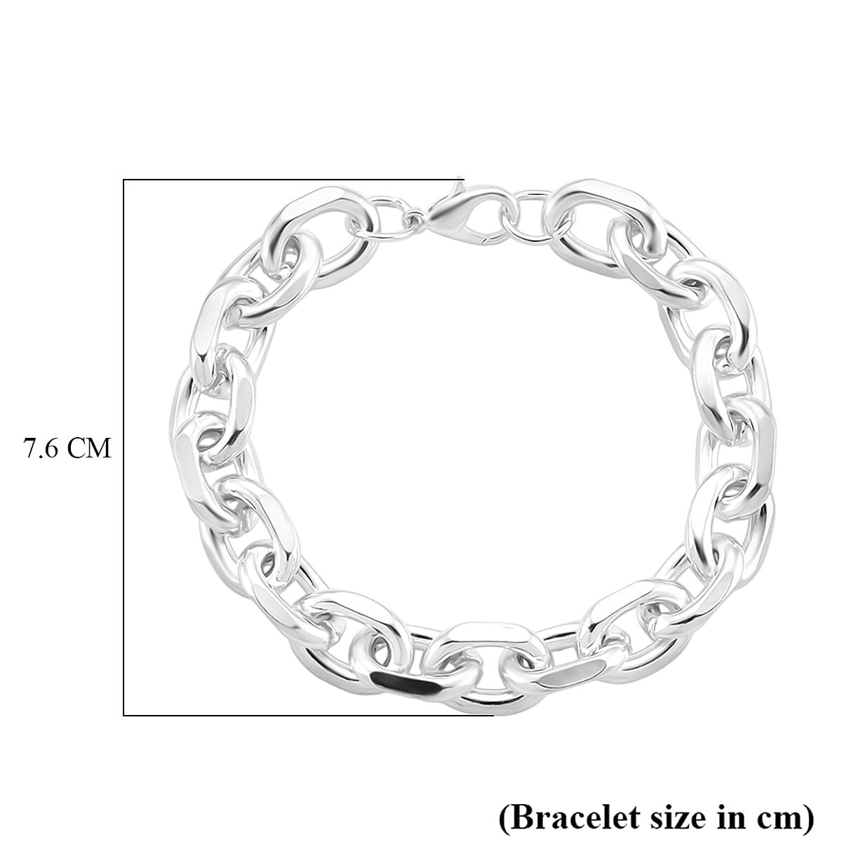 Designer Inspired - Oval Links Bracelet (Size - 8) with Lobster Clasp in Silver Tone
