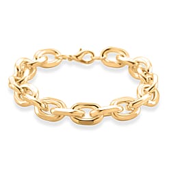 Designer Inspired - Oval Links Bracelet (Size - 8) with Lobster Clasp in Yellow Gold Plated