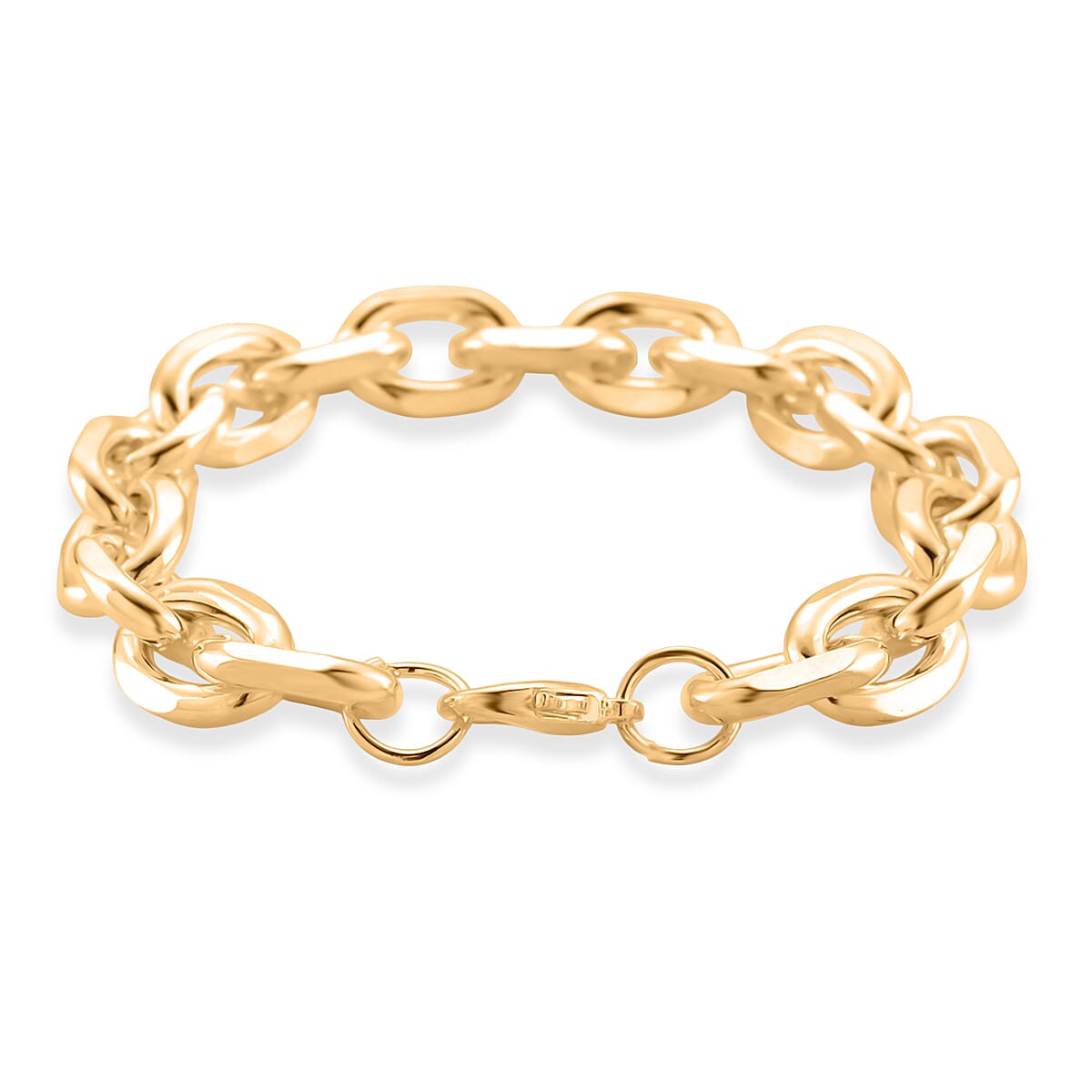 Designer Inspired - Oval Links Bracelet (Size - 8) with Lobster Clasp in Yellow Gold Plated