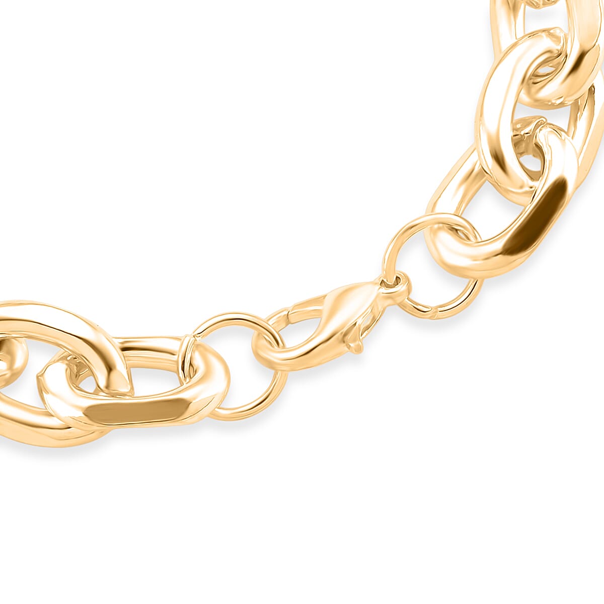 Designer Inspired - Oval Links Bracelet (Size - 8) with Lobster Clasp in Yellow Gold Plated