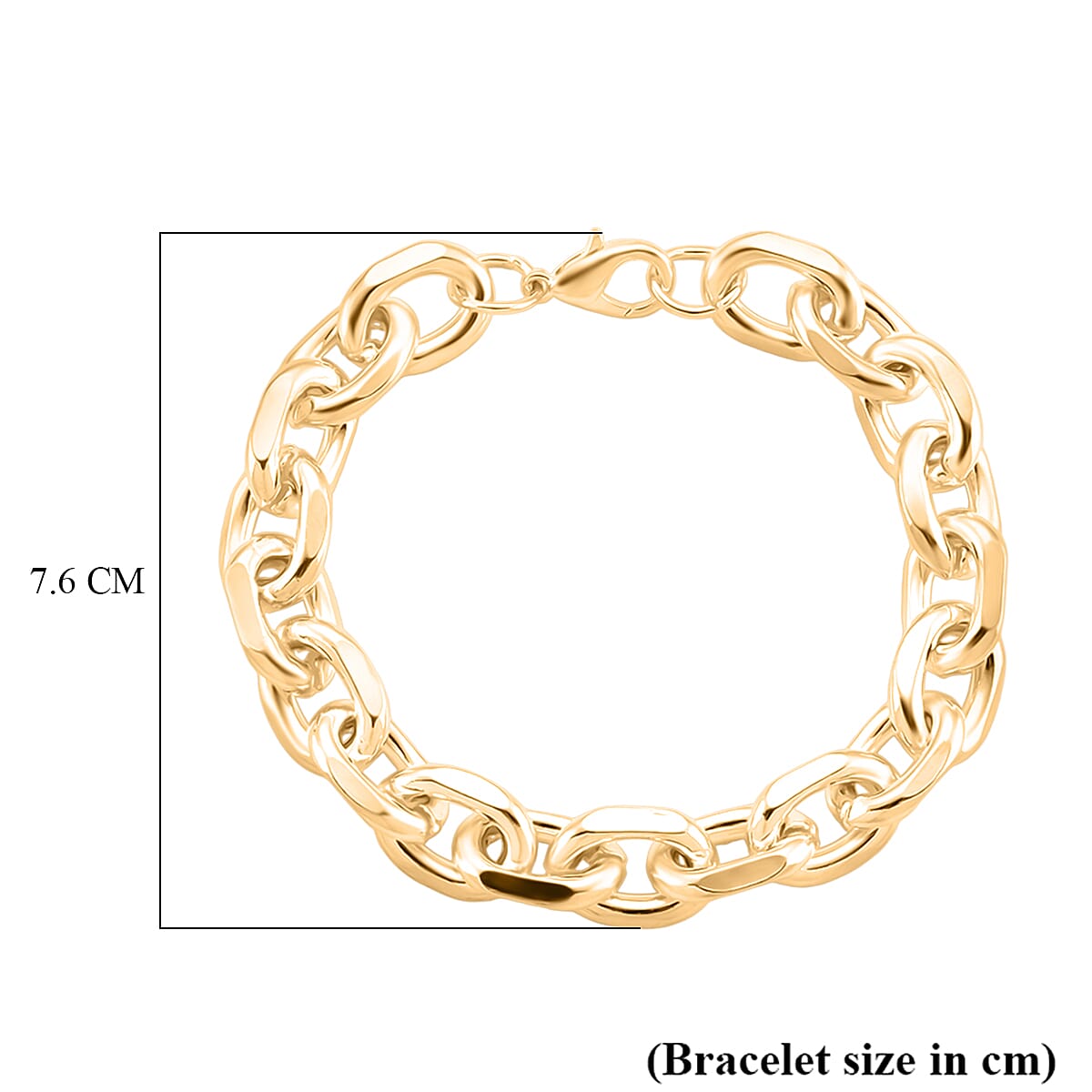 Designer Inspired - Oval Links Bracelet (Size - 8) with Lobster Clasp in Yellow Gold Plated