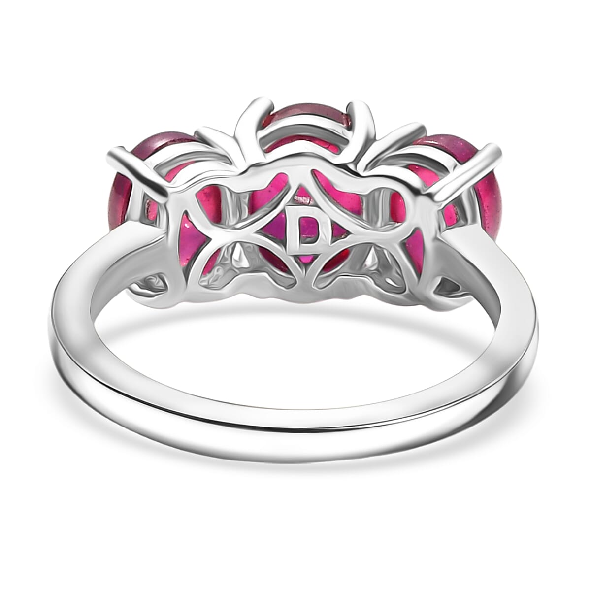 D'Joy Cabo Delgado Ruby Trilogy Ring in Rhodium Overlay Sterling Silver 5.07 Ct.