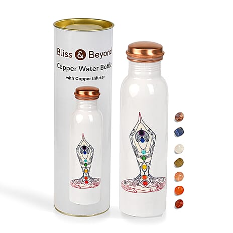 Bliss - Beyond Seven Chakra Copper Bottle Set - 32 Oz. White - Multi-Colour