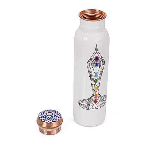 Bliss - Beyond Seven Chakra 32oz Copper Water Bottle - White - Multi