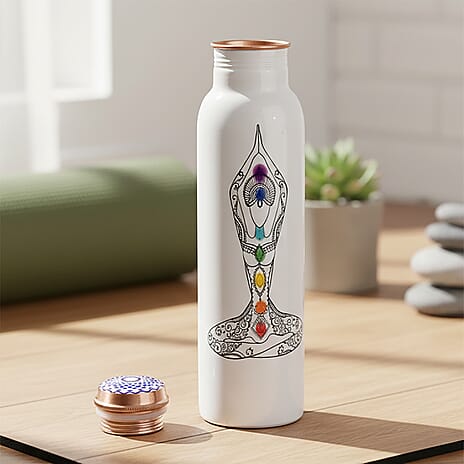 Bliss - Beyond Seven Chakra 32oz Copper Water Bottle - White - Multi
