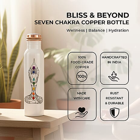 Bliss - Beyond Seven Chakra 32oz Copper Water Bottle - White - Multi