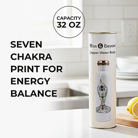 Bliss - Beyond Seven Chakra 32oz Copper Water Bottle - White - Multi