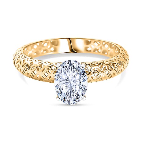 Luxuriant 9K Yellow Gold SGL Certifed (SI-GH) Oval Cut Lab Grown Diamond Solitaire Ring 1.00 Ct.