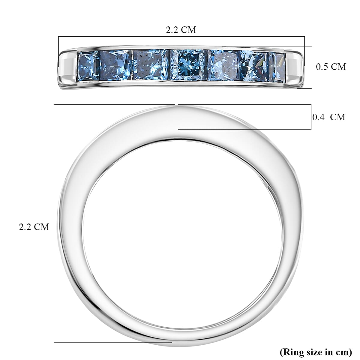 Luxuriant Lab Grown Blue Diamond Band Ring in Rhodium Overlay Sterling Silver 1.49 Ct.