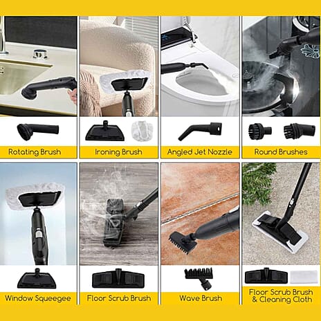 Bliss - Beyond Professional Multi-Purpose Steam Cleaner - 2000W High Pressure 5-Bar Steamer with 1.5L Stainless Steel Tank - Black - White