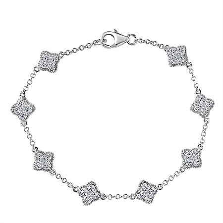 LUXURIANT 2 Ct. Lab Grown Diamond Station Bracelet (Size 7.5) with Lobster Clasp in Rhodium Overlay Sterling Silver (SI-GH) LUXURIANT 2 Ct. Lab Grown Diamond Station Bracelet (Size 7.5) with Lobster Clasp in Rhodium Overlay Sterling Silver (SI-GH)