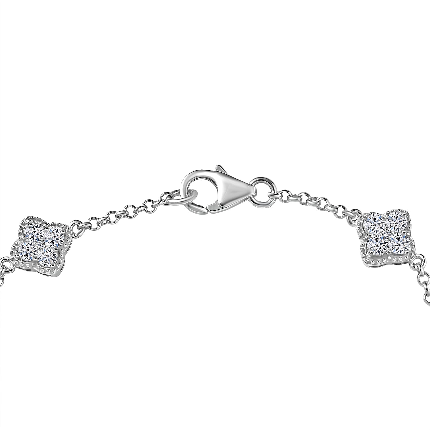 Luxuriant Lab Grown Diamond (SI-GH) Station Bracelet (Size 7.5) with Lobster Clasp in Rhodium Overlay Sterling Silver 2.00 Ct, Silver Wt. 6.67 Gms.