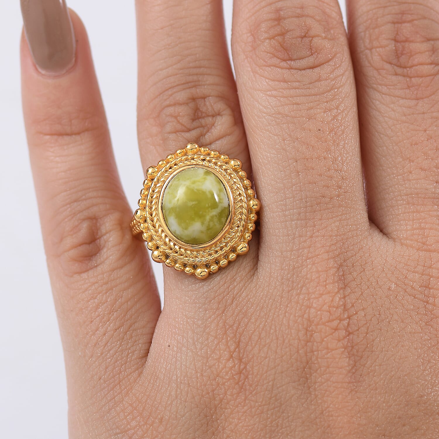 EverTrue Connemara Marble Ring in Yellow Gold Tone 5.30 Ct.