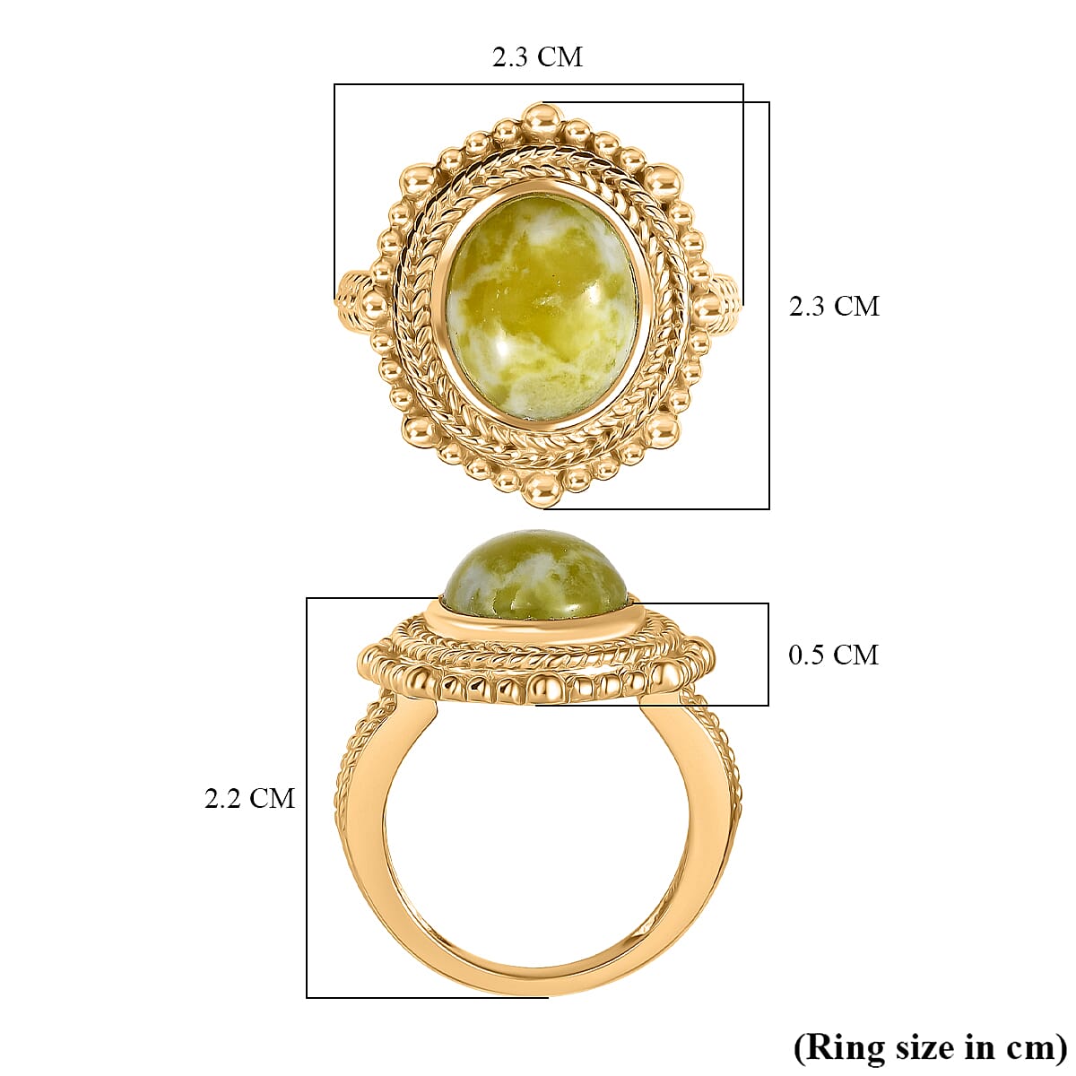 EverTrue Connemara Marble Ring in Yellow Gold Tone 5.30 Ct.