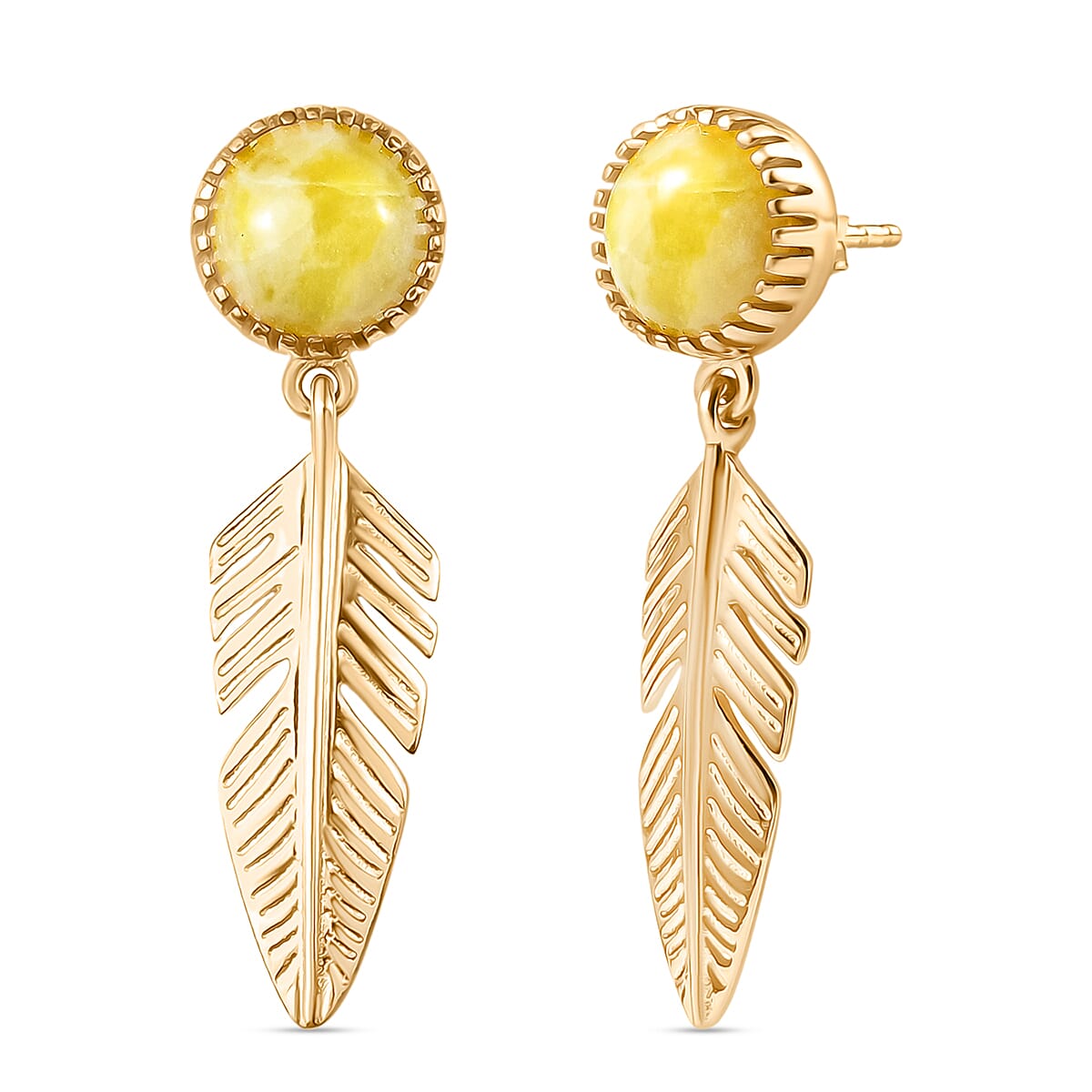 EverTrue Connemara Marble Earring in Yellow Gold Tone 4.28 Ct.