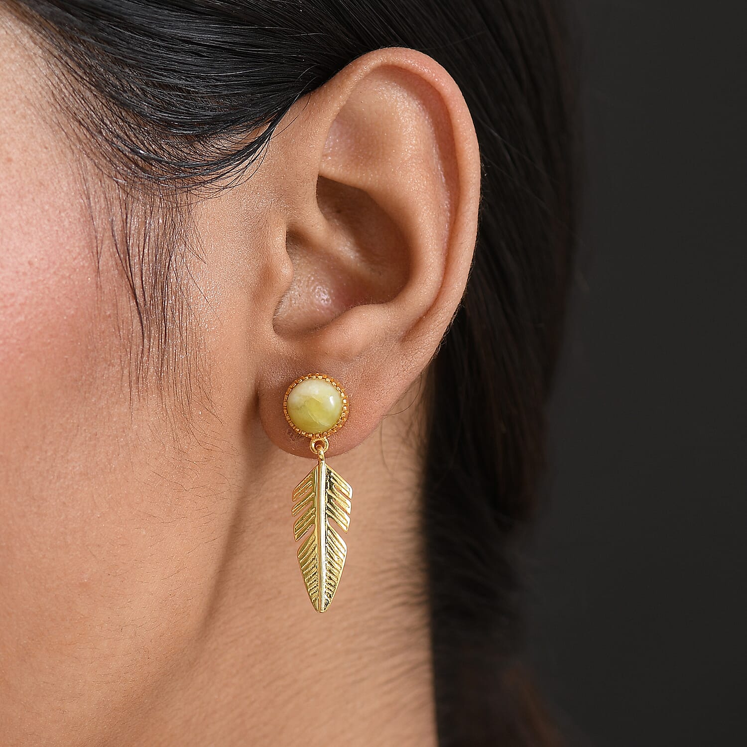 EverTrue Connemara Marble Earring in Yellow Gold Tone 4.28 Ct.