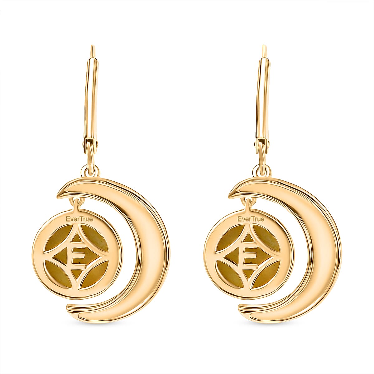 EverTrue Connemara Marble Solitaire Lever Back Earring in Yellow Gold Tone 8.22 Ct.