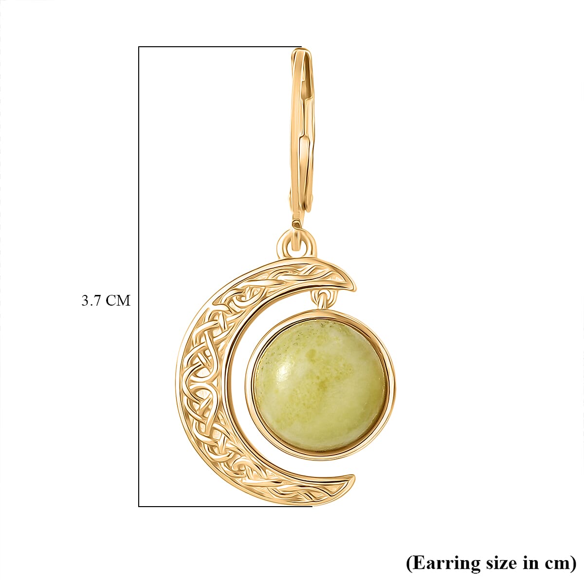 EverTrue Connemara Marble Solitaire Lever Back Earring in Yellow Gold Tone 8.22 Ct.