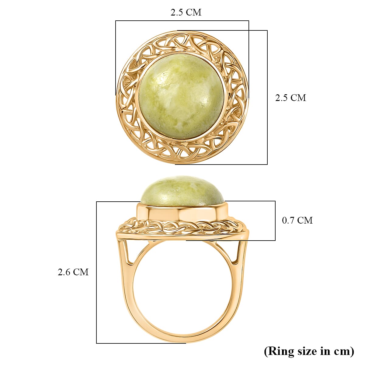 EverTrue Connemara Marble Solitaire Ring in Yellow Gold Tone 10.02 Ct.