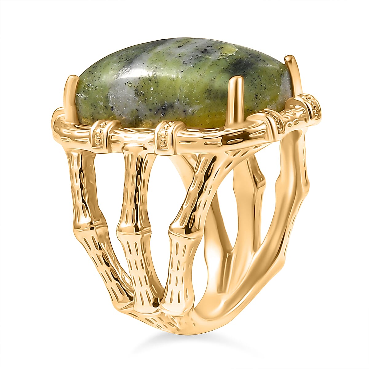 EverTrue Connemara Marble Solitaire Ring in Yellow Gold Tone 14.78 Ct.